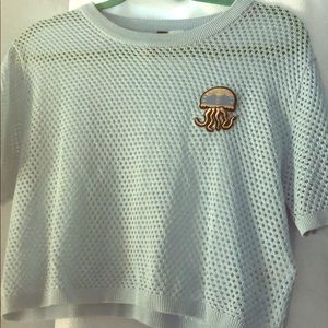 H&M  blue mesh crop top